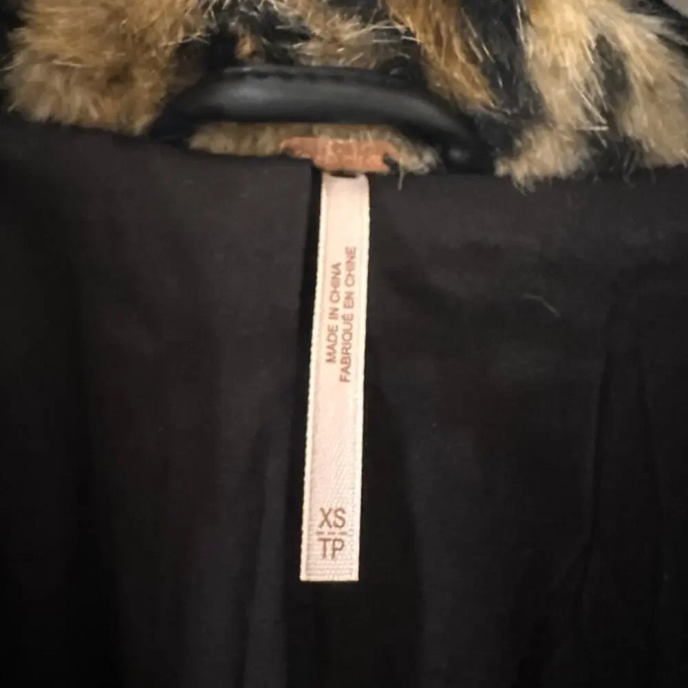 Free People Kate Leopard Print Faux Fur Oversized Coat Jacket Size XS